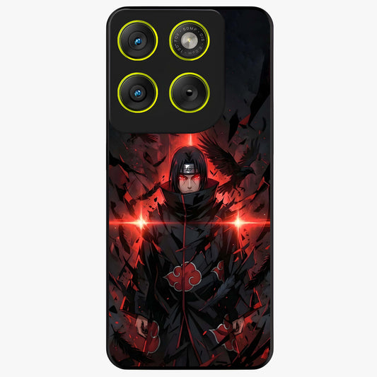 Focused Blade Discipline Glass Case showing flat back view with warrior sword themed artwork and glossy glass finish.
