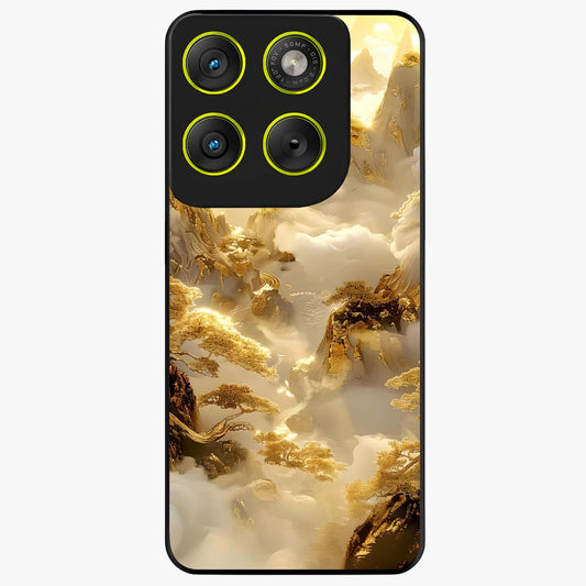Gates Of Illumination Glass Case showing flat back view with mystical illuminated gate artwork and glossy glass finish.