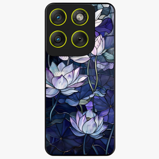 Gloss Petal Rush Glass Case showing flat back view with glossy flower petal artwork and smooth glass finish.