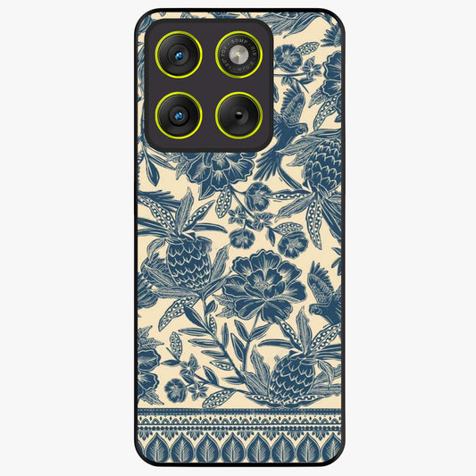 Heirloom Wild Bloom Glass Case showing flat back view with vintage inspired wild flower artwork and glossy glass finish.