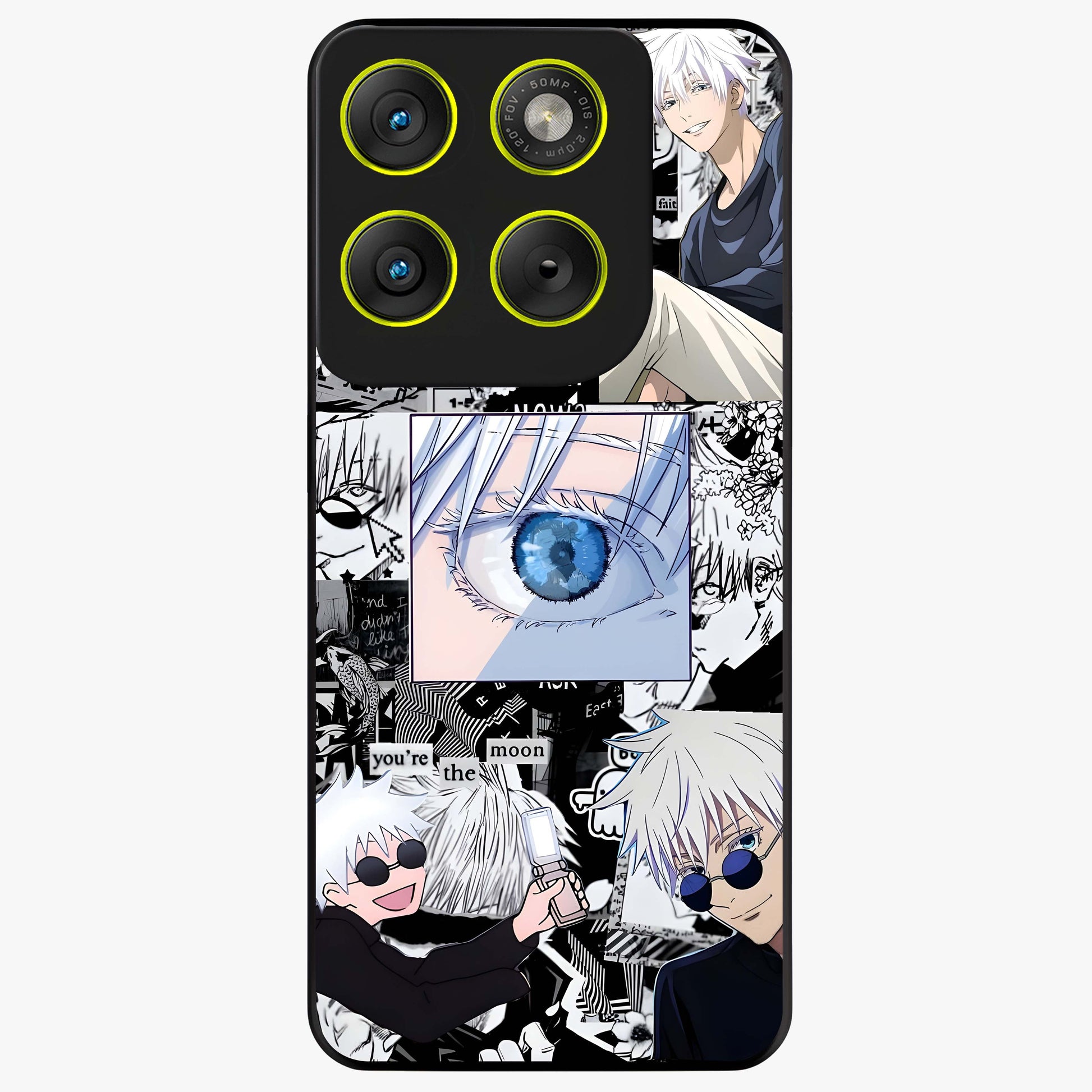 Infinity Sorcerer Chaos Glass Case showing flat back view with mystical sorcerer themed artwork and glossy glass finish.