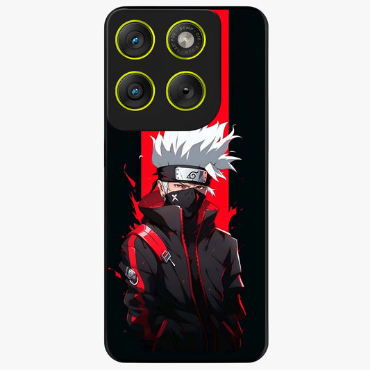 Kakashi Scarlet Shadow Glass Case showing flat back view with powerful anime ninja artwork and glossy glass finish.