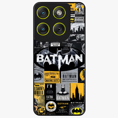 Knight Gotham Rise Glass Case showing flat back view with dark hero inspired artwork and glossy glass finish.