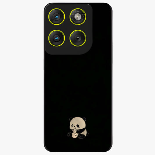 Midnight Panda Love Glass Case showing flat back view with cute panda themed artwork and glossy glass finish.