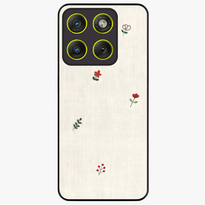 Minimal Petal Whispers Glass Case showing flat back view with soft minimal floral artwork and glossy glass finish.
