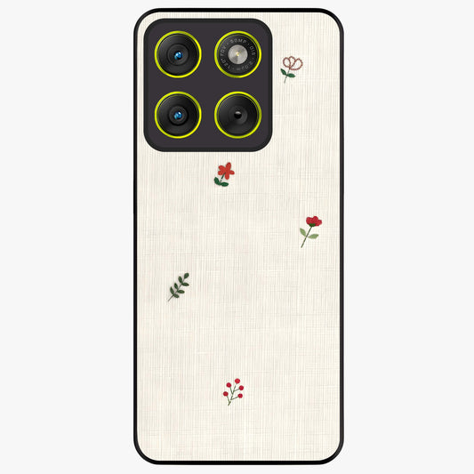 Minimal Petal Whispers Glass Case showing flat back view with soft minimal floral artwork and glossy glass finish.