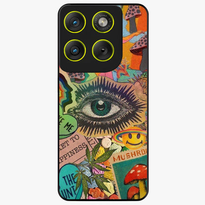 Mystic Eye Wonderland Glass Case showing flat back view with mystical eye themed artwork and glossy glass finish.