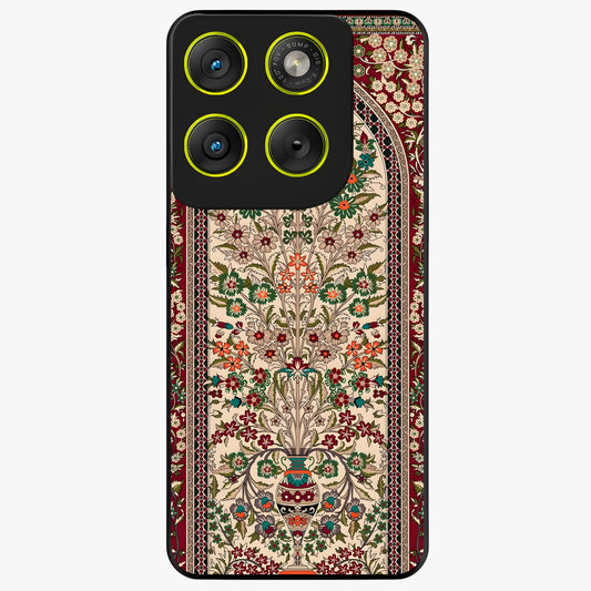 Persian Inspired Glass Case showing flat back view with ornate Persian style pattern artwork and glossy glass finish.