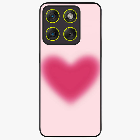 Pink Aura Heart Glass Case showing flat back view with glowing heart artwork and glossy glass finish.