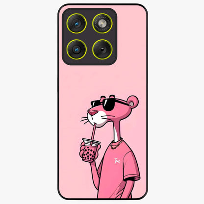 Pink Panther Glass Case showing flat back view with iconic pink panther artwork and glossy glass finish.