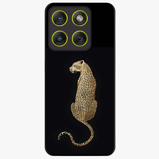 Regal Leopard Glass Case showing flat back view with bold leopard artwork and glossy glass finish.