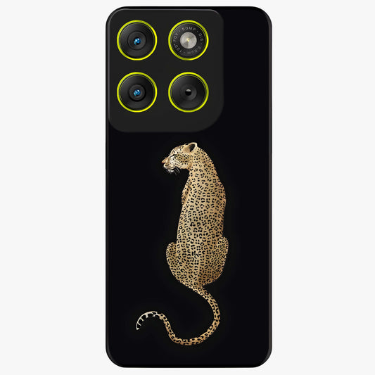 Regal Leopard Glass Case showing flat back view with bold leopard artwork and glossy glass finish.