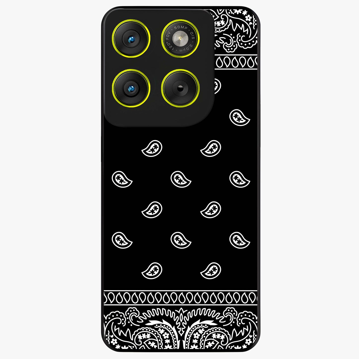 Retro Rebel Threads Glass Case showing flat back view with vintage street style artwork and glossy glass finish.