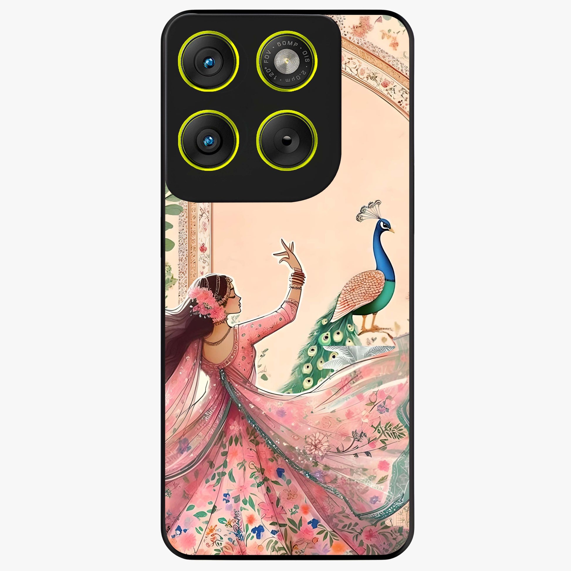 Royal Grace Muse Glass Case showing flat back view with elegant artistic artwork and glossy glass finish.