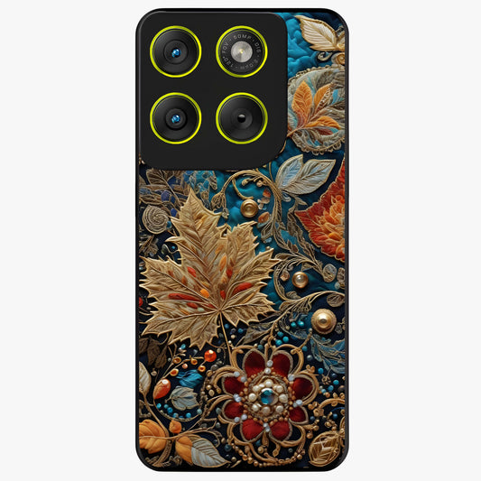 Royal Jewel Garden Glass Case showing flat back view with decorative floral garden artwork and glossy glass finish.