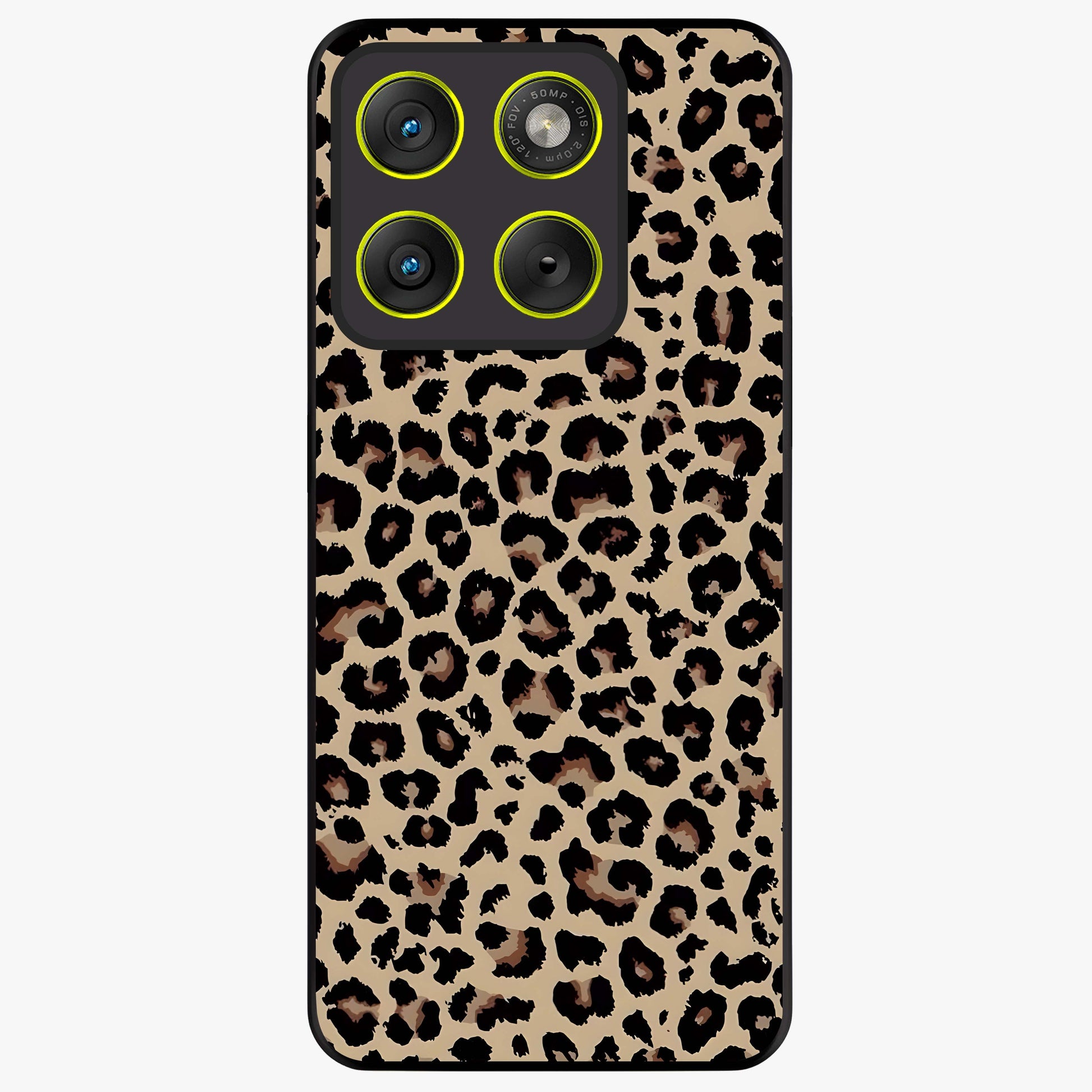 Savage Chic Pattern Glass Case showing flat back view with stylish patterned artwork and glossy glass finish.