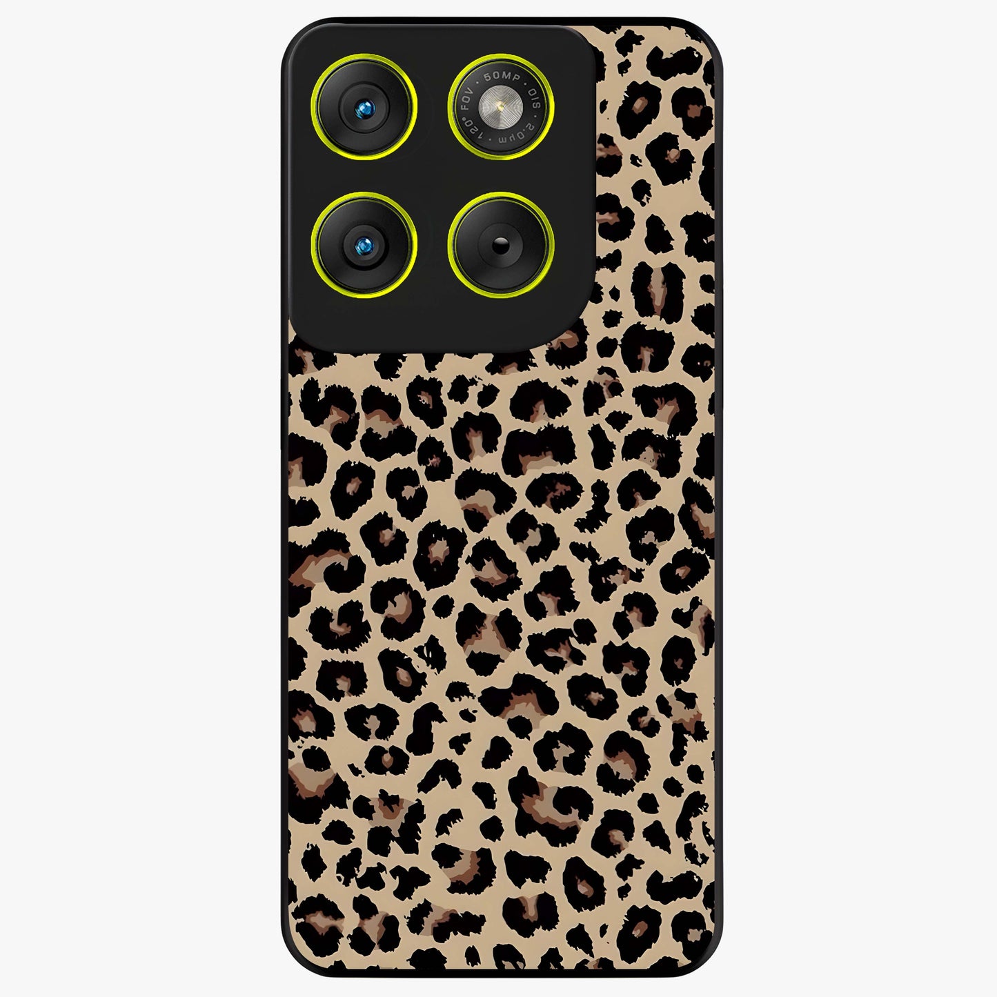 Savage Chic Pattern Glass Case showing flat back view with stylish patterned artwork and glossy glass finish.