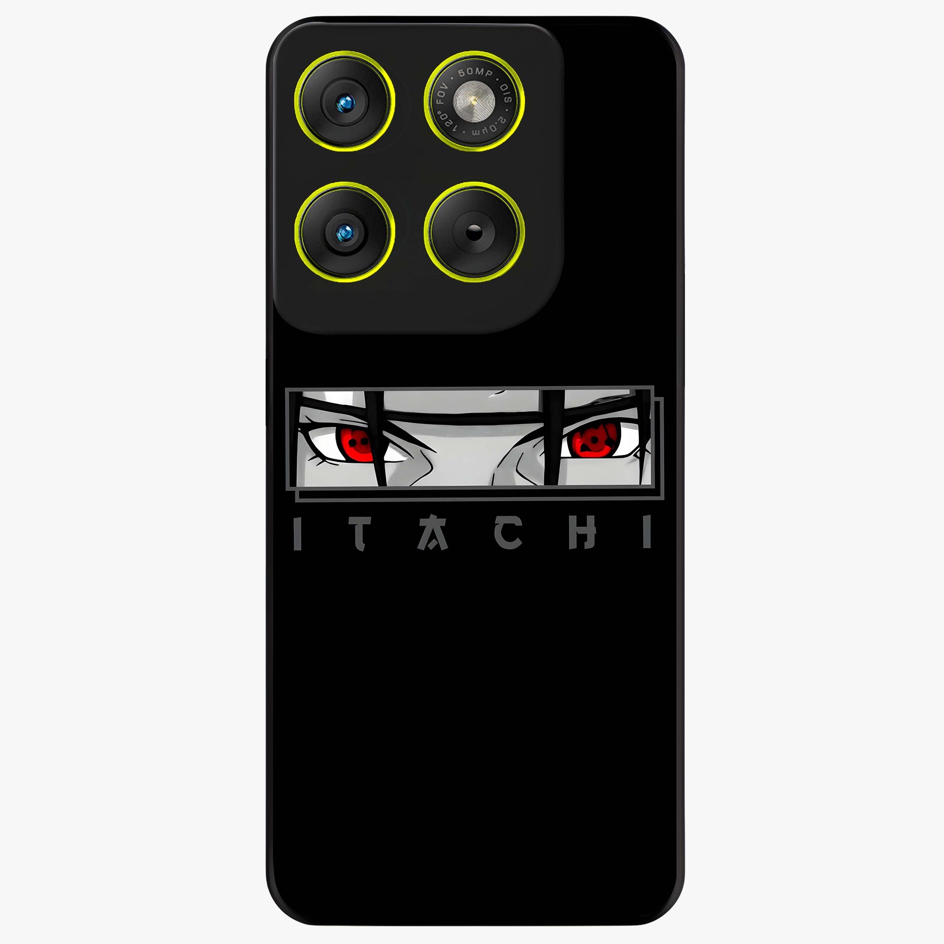 Scarlet Gaze Dominance Glass Case showing flat back view with striking red themed artwork and glossy glass finish.