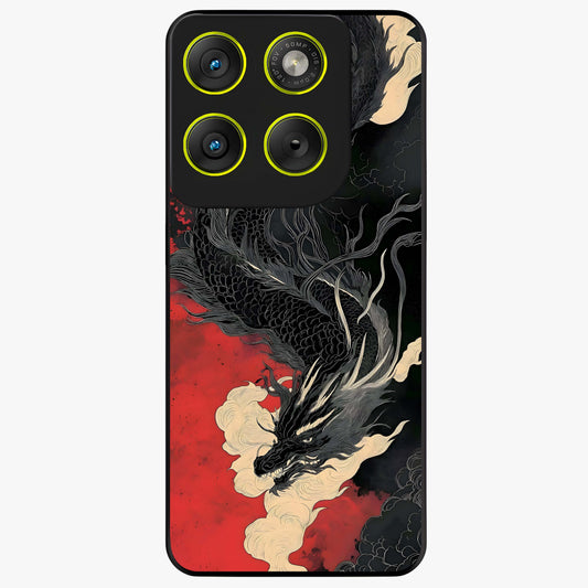 Shadow Dragon Fury Glass Case showing flat back view with fierce dragon artwork and glossy glass finish.