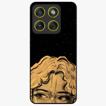 Shri Krishna Art Glass Case showing flat back view with devotional Krishna artwork and glossy glass finish.