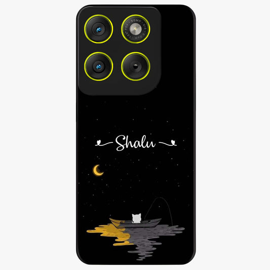 Silent Night Row Glass Case showing flat back view with calm night themed artwork and glossy glass finish.