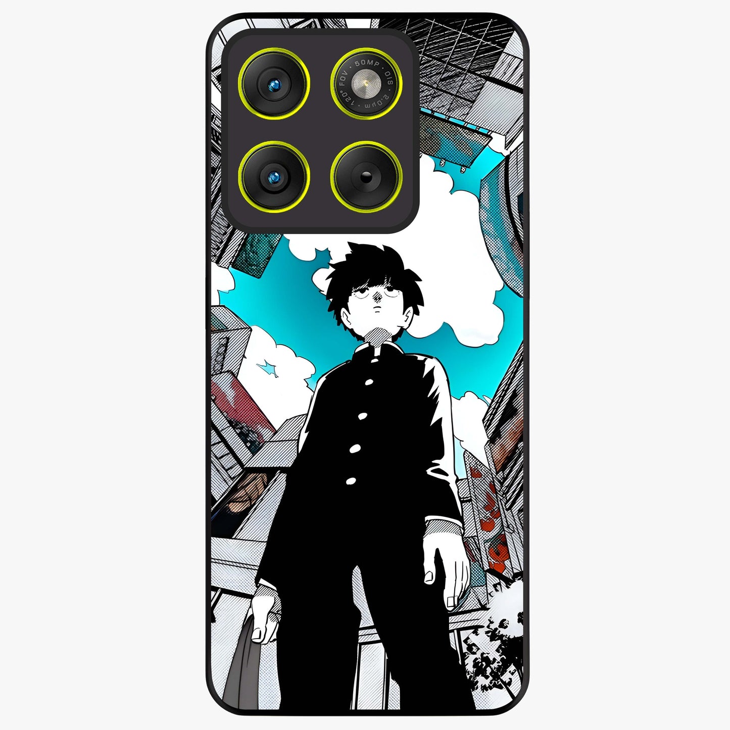 Silent Psychic Awakening Glass Case showing flat back view with mystical psychic themed artwork and glossy glass finish.