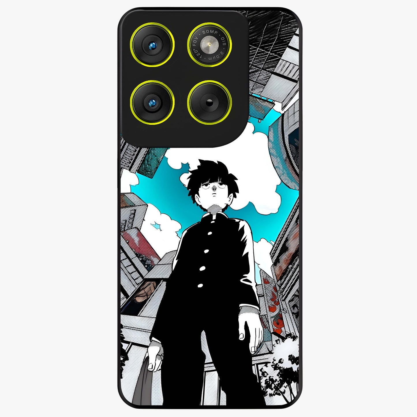 Silent Psychic Awakening Glass Case showing flat back view with mystical psychic themed artwork and glossy glass finish.