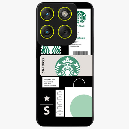 Starbucks Mocha Glass Case showing flat back view with coffee inspired artwork and glossy glass finish.