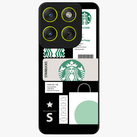 Starbucks Mocha Glass Case showing flat back view with coffee inspired artwork and glossy glass finish.