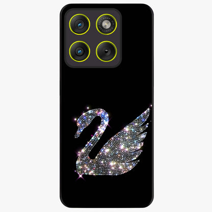Starlit Swan Grace Glass Case showing flat back view with graceful swan artwork under starry sky and glossy glass finish.