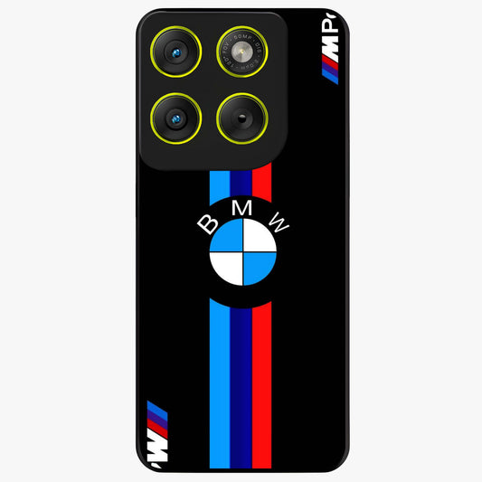 Turbo BMW Beast Glass Case showing flat back view with high performance sports car artwork and glossy glass finish.