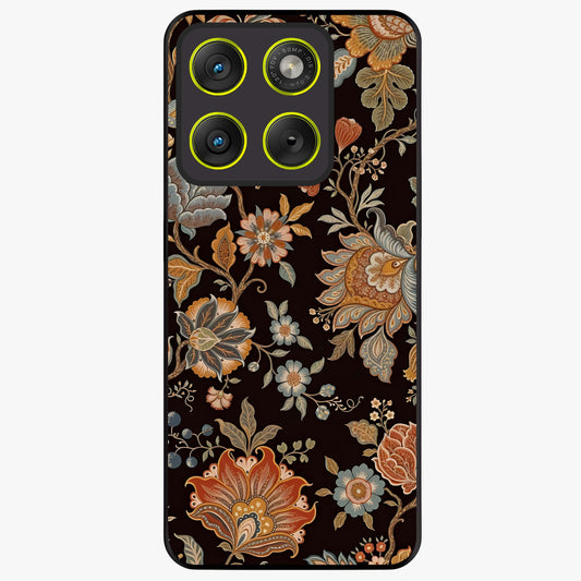 Vintage Floral Dream Glass Case showing flat back view with classic floral artwork and glossy glass finish.