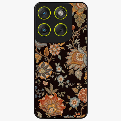 Vintage Floral Dream Glass Case showing flat back view with classic floral artwork and glossy glass finish.