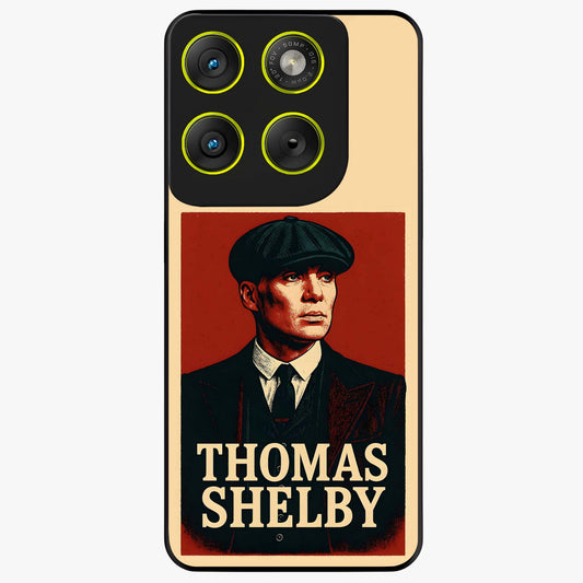 Vintage Mafia Authority Glass Case showing flat back view with bold vintage mafia inspired artwork and glossy glass finish.