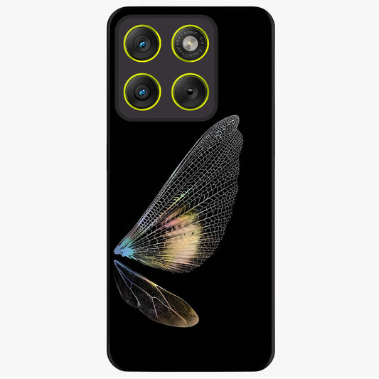 Whispers Of Wings Glass Case showing flat back view with graceful wing inspired artwork and glossy glass finish.