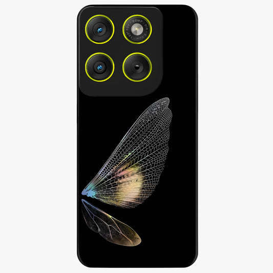Whispers Of Wings Glass Case showing flat back view with graceful wing inspired artwork and glossy glass finish.