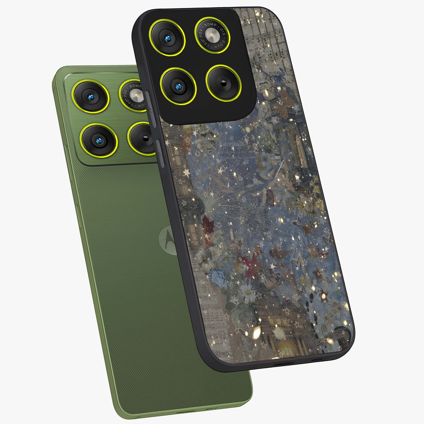 Aesthetic Astrolophia Glass Case displayed in angled mockup highlighting artistic aesthetic elements and smooth glass surface.