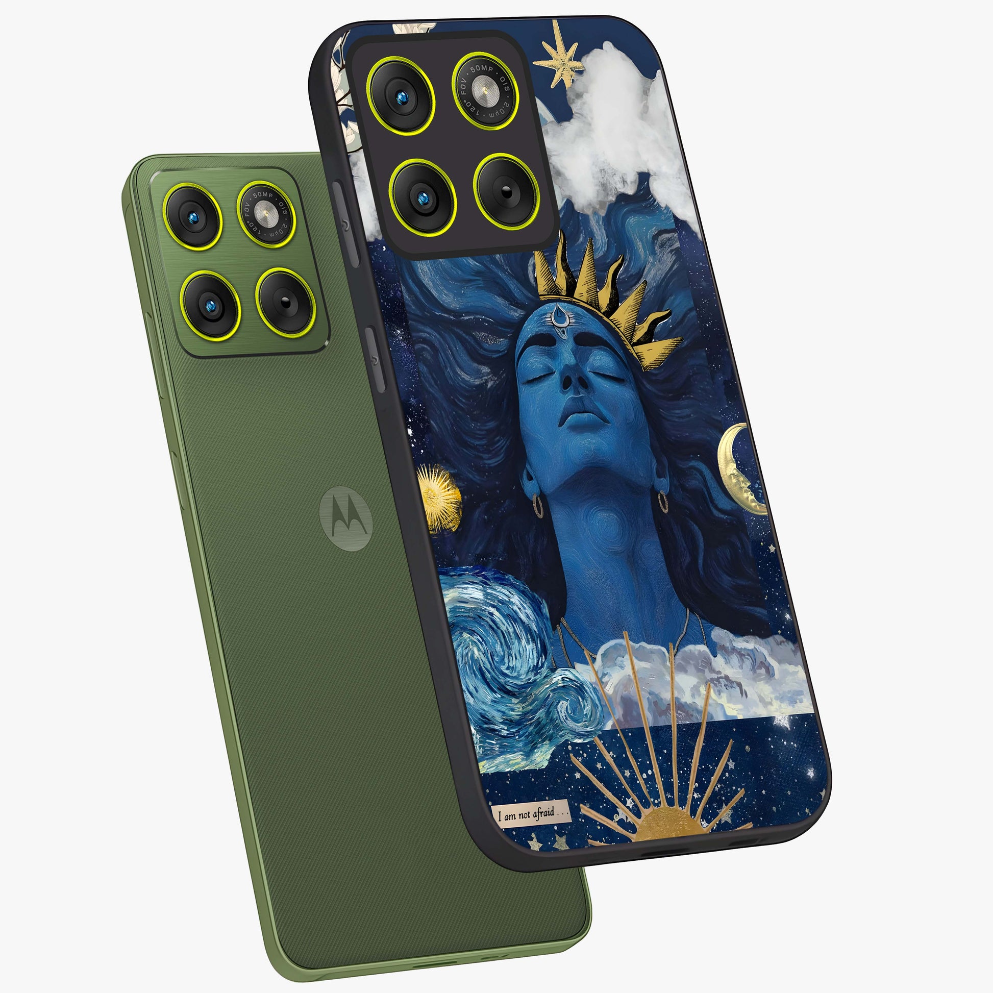 Aesthetic Lord Shiva Glass Case displayed in angled mockup highlighting spiritual Shiva illustration and sacred aesthetic design.