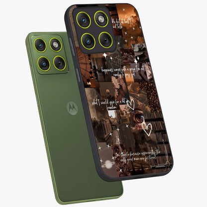 Bittersweet Aesthetic Chaos Glass Case displayed in angled mockup highlighting expressive abstract artwork and edgy aesthetic theme.