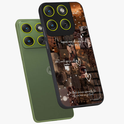Bittersweet Aesthetic Chaos Glass Case displayed in angled mockup highlighting expressive abstract artwork and edgy aesthetic theme.