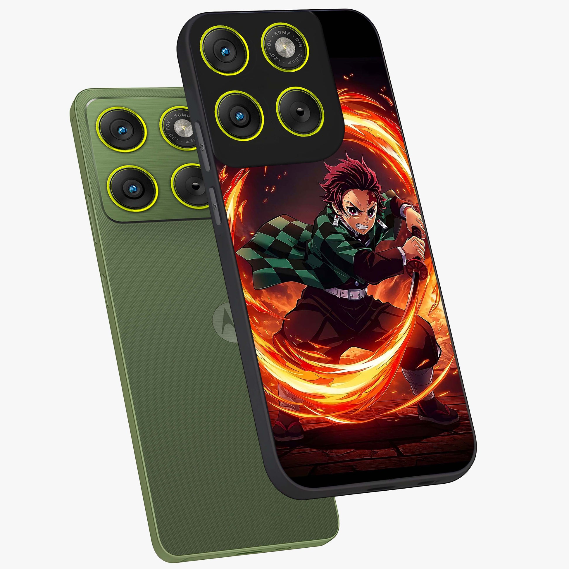 Blazing Sword Resolve Glass Case displayed in angled mockup highlighting powerful sword illustration and bold fantasy theme.