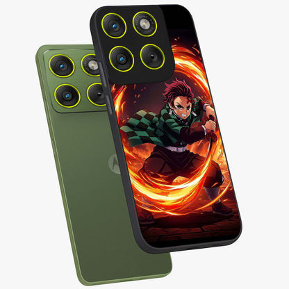 Blazing Sword Resolve Glass Case displayed in angled mockup highlighting powerful sword illustration and bold fantasy theme.