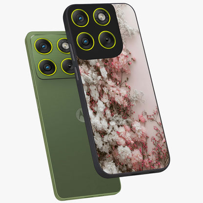Blush Blossom Cloud Glass Case displayed in angled mockup highlighting soft cloud and blossom design with pastel aesthetic.