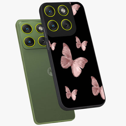 Butterfly Pattern Glass Case displayed in angled mockup highlighting delicate butterfly design and aesthetic pattern style.