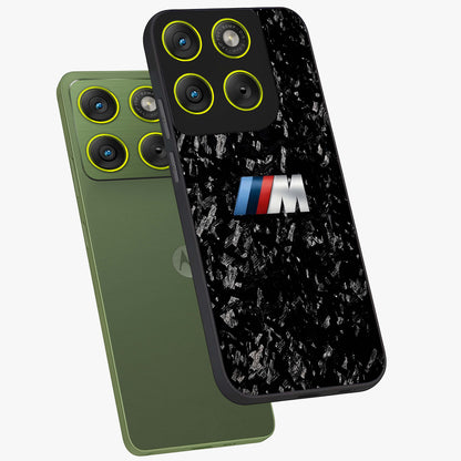 Carbon Speed Mark Glass Case displayed in angled mockup highlighting racing inspired carbon design and sleek aesthetic style.