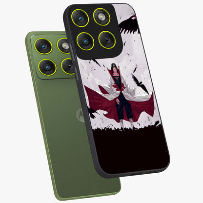 Crimson Crow Ascension Glass Case displayed in angled mockup highlighting powerful crow illustration with dark crimson aesthetic.