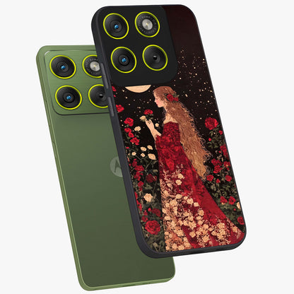 Crimson Dreams Glass Case displayed in angled mockup highlighting soft crimson aesthetic design with artistic theme.