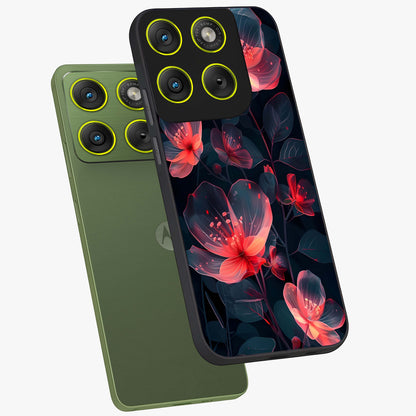 Dark Shade of Flower Glass Case displayed in angled mockup highlighting moody floral illustration with aesthetic dark tones.