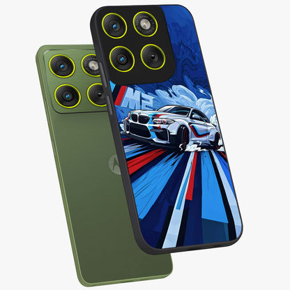 Drift Power Rush Glass Case displayed in angled mockup highlighting powerful drift car design with sporty aesthetic style.