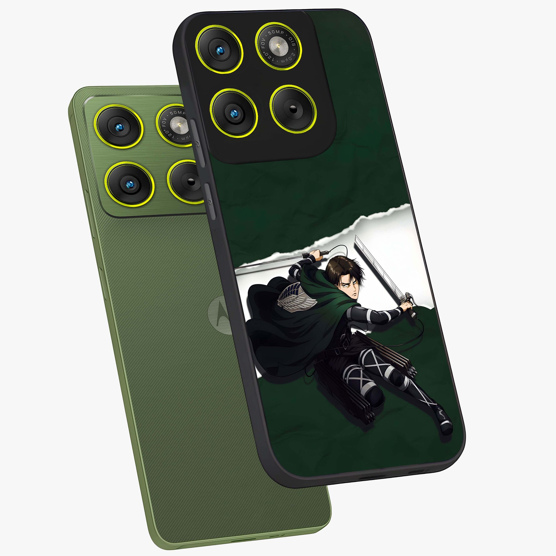 Emerald War Vanguard Glass Case displayed in angled mockup highlighting intense battle inspired design with emerald tone aesthetic.